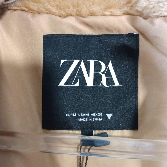ZARA beige fleece coat size Medium - Picture 10 of 16